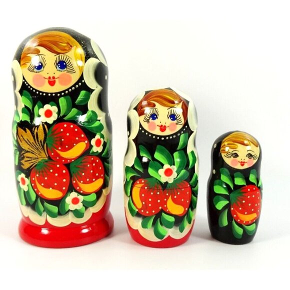 Vintage Russian Nesting Dolls Family Dad Mom Child - Picture 2 of 9